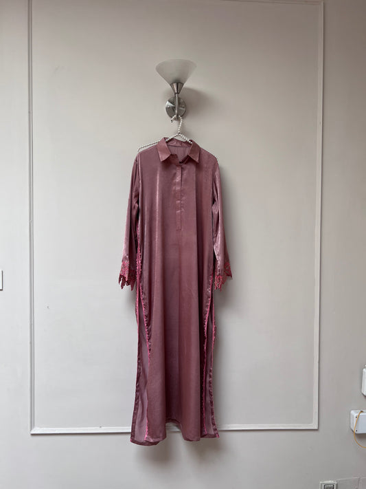 Pink Silk velvet Co-ord Set